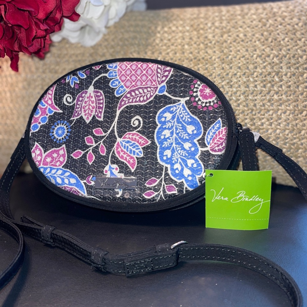 Vera Bradley Black and Blue Floral Crossbody Bag